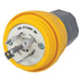 Watertight Locking Plug, L22-30P, 30 A, 277/480V AC, Three Phase, 4 Pole, Screw Terminals, Yellow