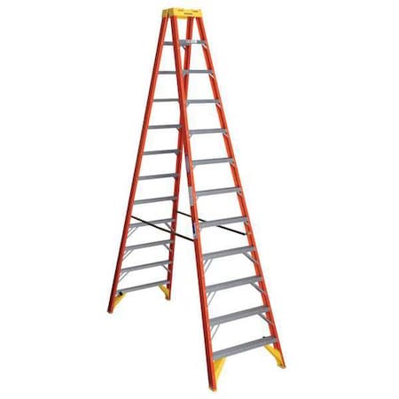 12 ft Fiberglass Twin Stepladder, 300 lb Capacity