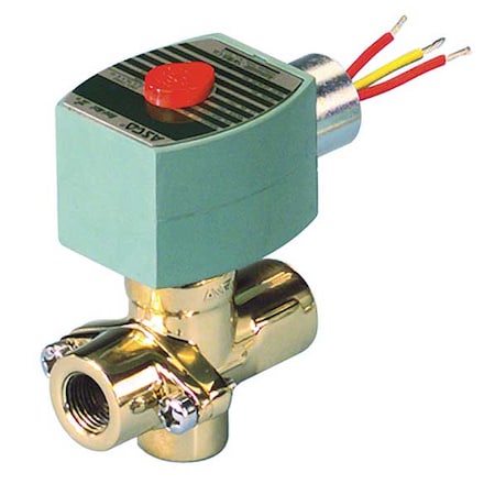 Solenoid Valve, 2-Way, 2-Position, Normally Open, 3/8 in Pipe Size, 120V AC, Self-Cleaning, Brass