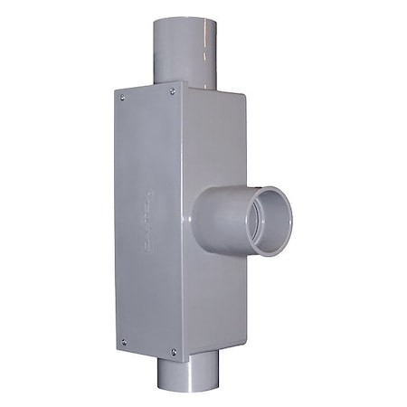 Conduit Outlet Body, PVC, T, Conduit Outlet Hub Size: 2-1/2"