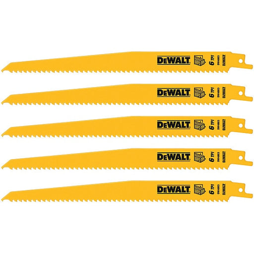 9 6 TPI Taper Back Bi-Metal Reciprocating Blade for General Purpose Wood Cutting (5 pack)