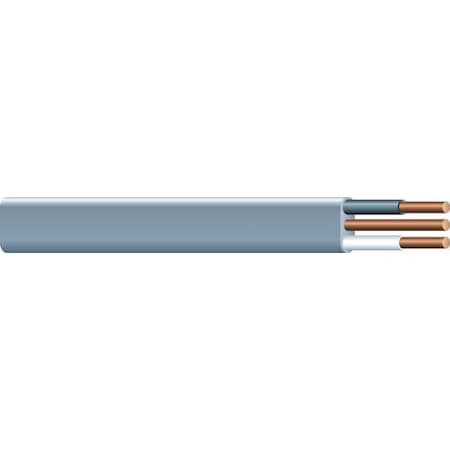 Non-Metallic Underground Feeder Cable, UF-B, 12 AWG, 2C with Ground C, Gray, PVC, Solid, 600V AC