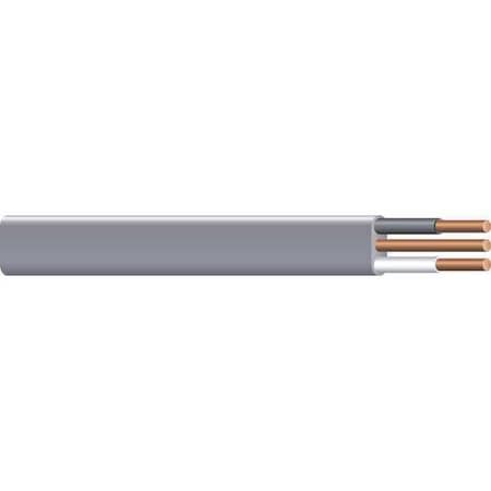 Non-Metallic Underground Feeder Cable, UF-B, 10 AWG, 2C with Ground C, Gray, PVC, Solid, 600V AC