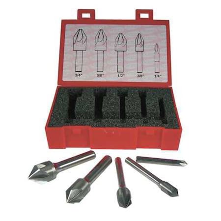5 piece set 82 deg Six Flute Carbide Countersink