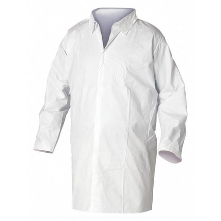 Disposable Lab Coat, SMMMS, Serged, White, 30 PK