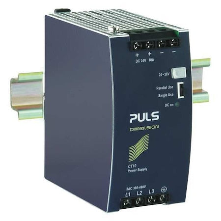 DC Power Supply, 380/480V AC, 24/28V DC, 240 W, 8.6 A, DIN Rail