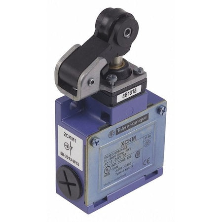 Limit Switch, Plunger, Roller, 1NC/1NO, 10A at 240V AC, Actuator Location: Top