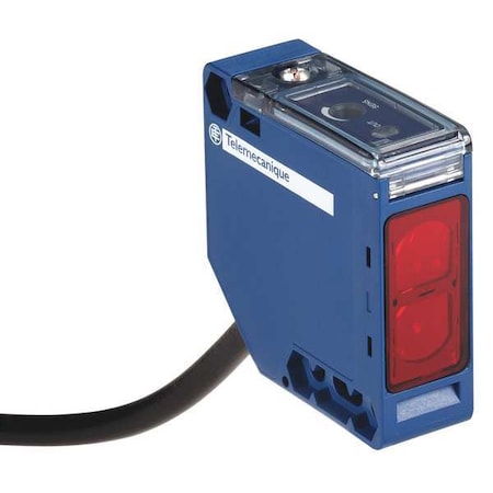 Polarized Retroreflective Photoelectric Sensor, Bare Wire, Right Angle, Rectangular, Selectable Light On/Dark On, Relay NO/NC