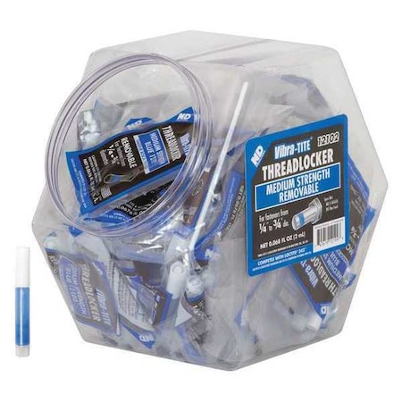 Threadlocker,  VIBRA-TITE 121,  Blue,  Medium Strength,  Liquid,  2 mL Tube,  Fishbowl,  Pack 100