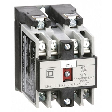 NEMA Control Relay, 2NO, 110/120VAC, 10A