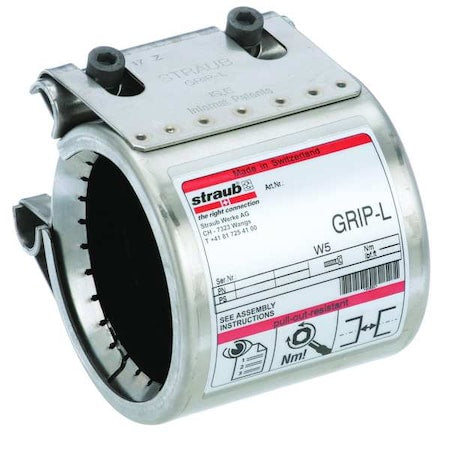 5 in 316 Stainless Steel Grip L Pipe Coupling, Polished Finish, Axial Movement, EPDM Seal