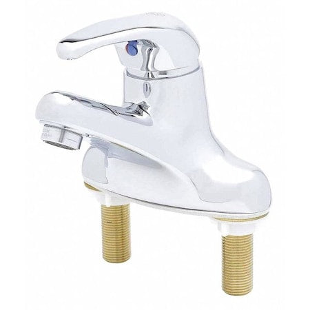 Manual Low Arc Bathroom Faucet, 4" Mount, Polished Chrome 2 Hole