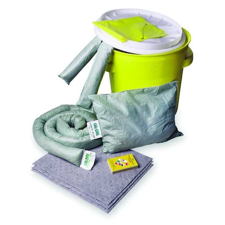 Spill Kit, 17 gal Volume Absorbed per Kit, 20 gal Capacity, Lab Pack, Yellow