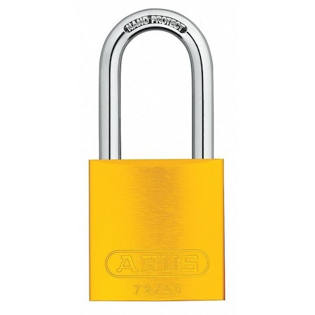 Lockout Padlock, Keyed Alike, Aluminum, Yellow, 1 1/2 in Shackle Height, 1 1/2 in Body Width, 6 PK