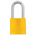 Lockout Padlock, Keyed Alike, Aluminum, Yellow, 1 1/2 in Shackle Height, 1 1/2 in Body Width, 6 PK