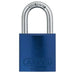 Lockout Padlock, Keyed Alike, Aluminum, Blue, 1 in Shackle Height, 1 1/2 in Body Width, 6 PK