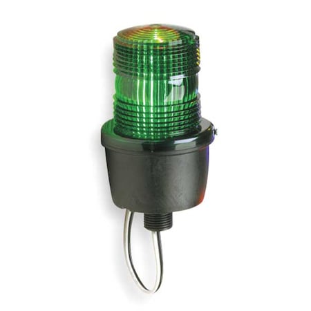 Warning Light, Green, Steady Burn LED, 120V AC, Not Applicable FPM, 3 1/8 in Dia., (M) 1/2 in NPT