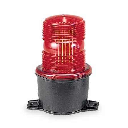 Warning Light, Red, Steady Burn LED, 120V AC, Not Applicable FPM, 3 1/8 in Dia., T-Mount