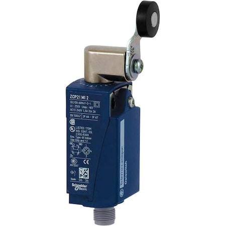 Limit Switch, Roller Lever, Rotary, 1NC/1NO, 3A at 240V AC, Actuator Location: Side