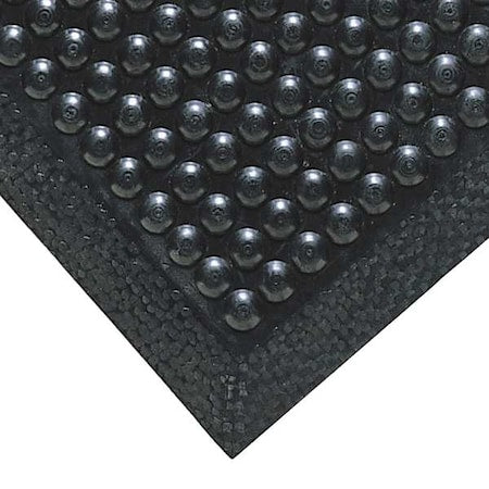 Antifatigue Mat, 10 ft. L x 2 ft. 6" W, 3/8" Thickness, Rubber, Bubble, Black
