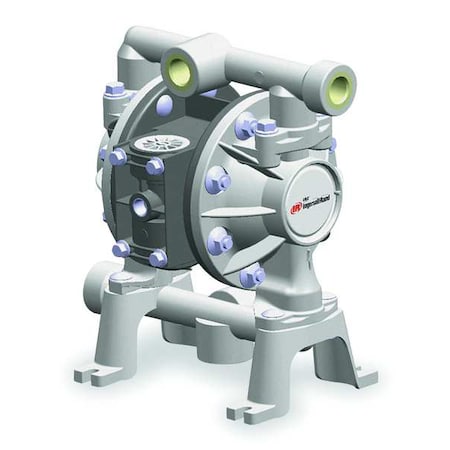 Double Diaphragm Pump, Polypropylene, Air Operated, Santoprene, 10.6 gpm GPM 150 Degrees F