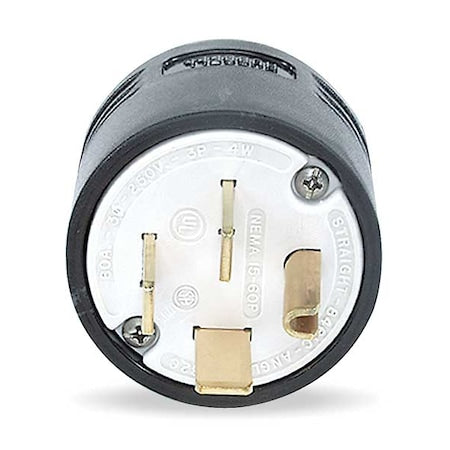 Straight Blade Plug, 15-60P, 60 A, 250V AC, 3 Pole, Screw Terminals, Grounded