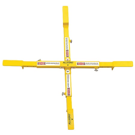 Manhole Safety Cross,Steel,17 lb.,Yellow
