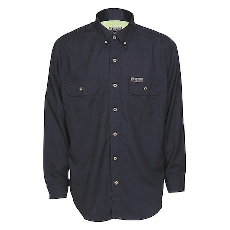 Men's Flame-Resistant Collared Shirt, 8.9 cal/sq cm, M, Inherent Blend and Treated Cotton
