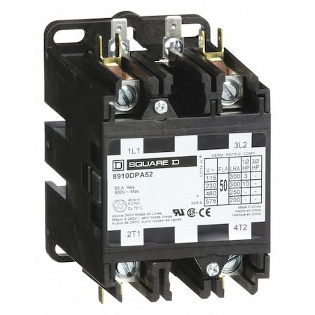 Definite Purpose Magnetic Contactor, 120V AC, 2 P, Non-Reversing, 1 Phase, Box Lug & Quick Connect