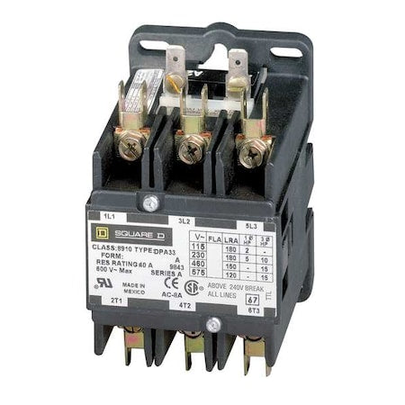 Definite Purpose Magnetic Contactor, 24V AC, 3 P, Non-Reversing, 3 Phase, Box Lug & Quick Connect