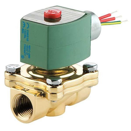 Solenoid Valve, 2-Way, 2-Position, Normally Closed, 1-1/2 in Pipe Size, 120V AC, Manual Operator