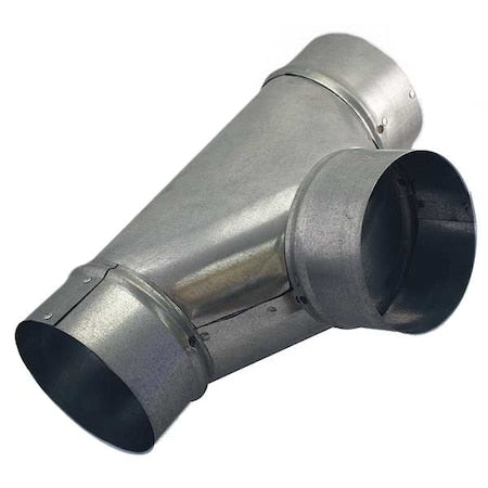 Round Duct Tee, 14 in Duct Dia, Galvanized Steel, 26 ga GA, 14 in W, 24" L, 18 3/4 in H