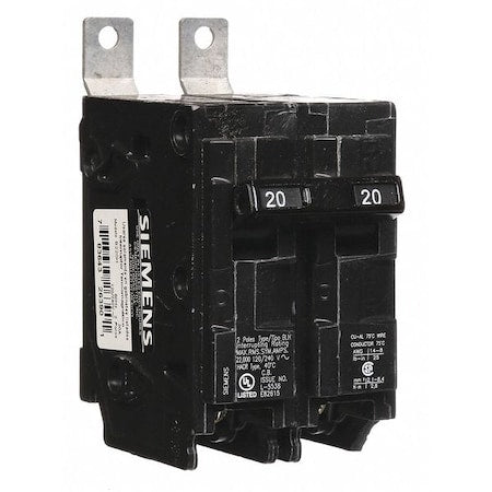 Miniature Circuit Breaker, BL Series, 20A, 2 Pole, 120/240V AC, 22kA at 120/240V AC