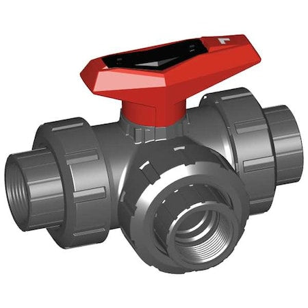 1/2" FNPT PVC Ball Valve 3-Way True Union