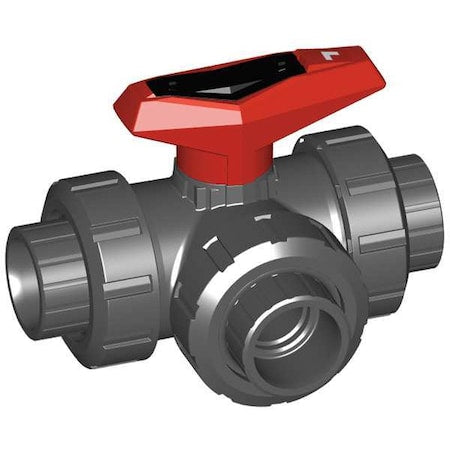 1" Socket PVC Ball Valve 3-Way True Union