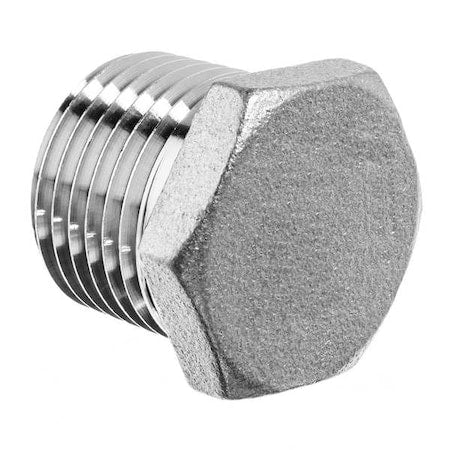 Hex Head Plug, 304 Stainless Steel, 1/8 in Male BSPT, Class 150
