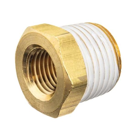 Hex Bushing Brass Brass Class 125 Pipe Fittings, 1/2 in Male NPT X 1/8 in Female NPT