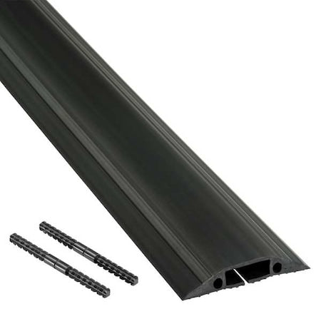 Cable Protector, 9/16 in H, 30 ft L, 3-1/4 in W, 1 Channel, Black