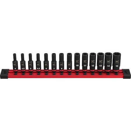 14 pc. SHOCKWAVE Impact Duty 1/4 in. Drive Metric Deep Well 6 Point Socket Set