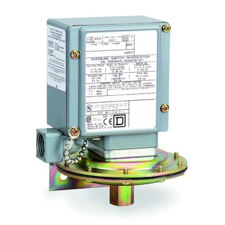 Pressure Switch, Standard, SPDT, 1 Ports, 1/4-18" FNPT, 1 to 40 psi Range, Aluminum