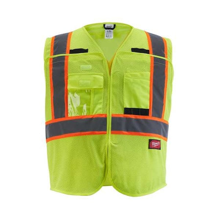 Class 2 CSA Compliant Breakaway High Visibility Yellow Mesh Safety Vest - 2X-Large/3X-Large