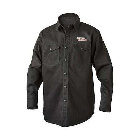 Welding Shirt, 35 in Length, Black, Cotton, 2XL