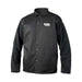 Welding Jacket, Leather, 9 oz, 30 in Length, Button Closure, 1 Pockets, Black, M