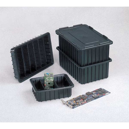 Divider Box,  Black,  Polyethylene,  22 3/8 in L,  17 7/16 in W,  12 in H,  2 cu ft Volume Capacity