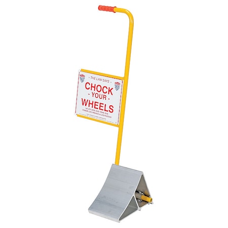 Aluminum Wheel Chock With Handle & Sign