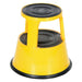 Rolling Step Stool - Yellow, 2 Steps, 17.125 Overall Height, Steel, Yellow