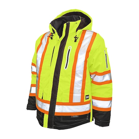 Men's Hi-Vis 4-in-1 Safety Jacket, 300D Ripstop, 100% Polyester, Green, L