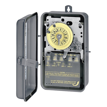 Electromechanical Timer,24 hr,Gray,Metal