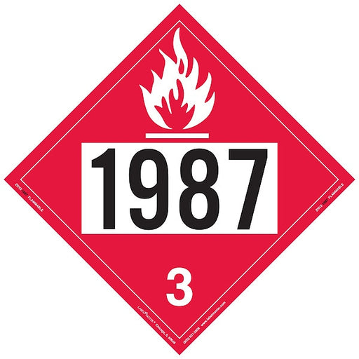 LabelMaster® ZEZ21263 Flammable Liquid Placard, UN 1263, Removable Vinyl, 25/Pack