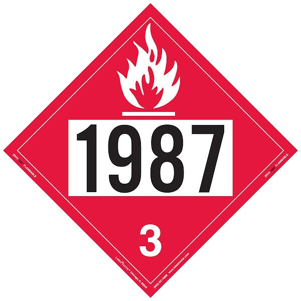 LabelMaster® ZEZ21263 Flammable Liquid Placard, UN 1263, Removable Vinyl, 25/Pack